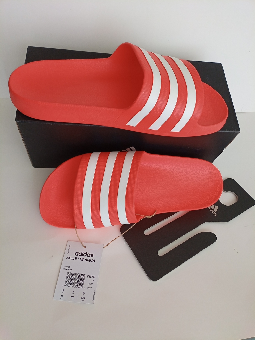 adidas Adilette Aqua Orange Slide Sandals with White Stripes Women's Size US 10 - Picture 15 of 16